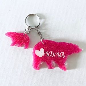 5/$25 Mama and Baby Bear Keychain- CUSTOMIZABLE